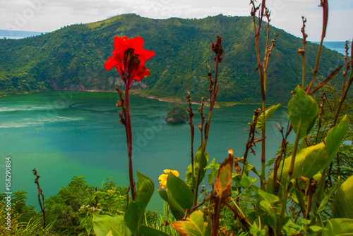 Taal Volcano and flowers in Tagaytay, Philippines