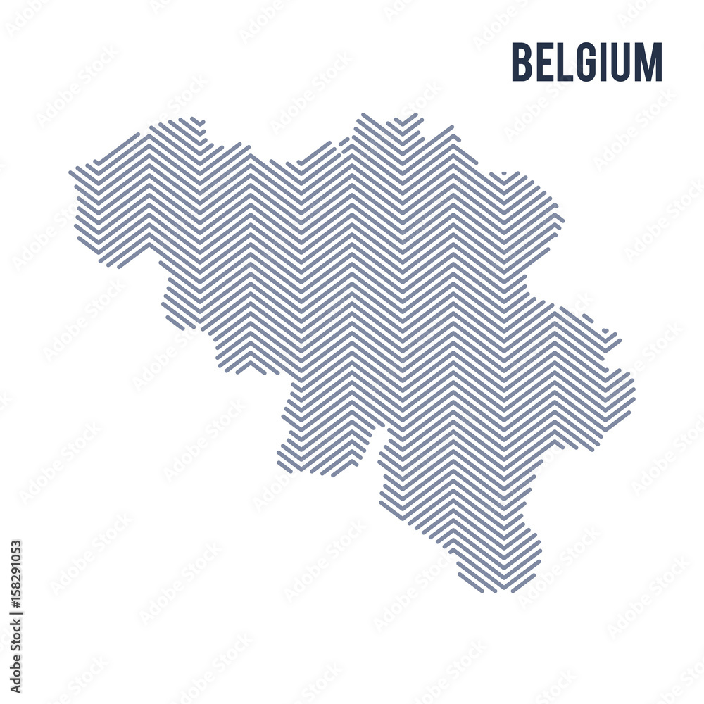 Vector abstract hatched map of Belgium isolated on a white background.