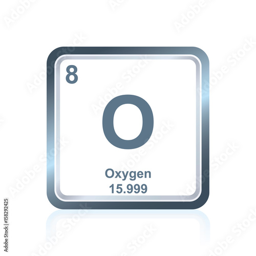 Symbol of chemical element oxygen as seen on the Periodic Table of the Elements, including atomic number and atomic weight.