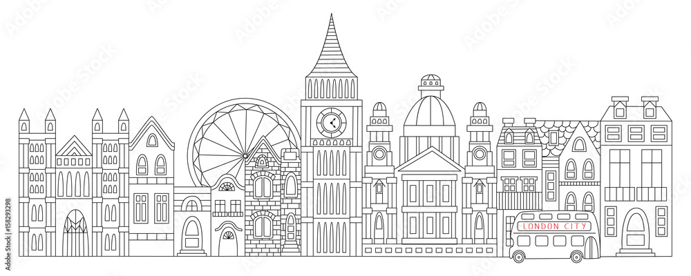london drawn in line style