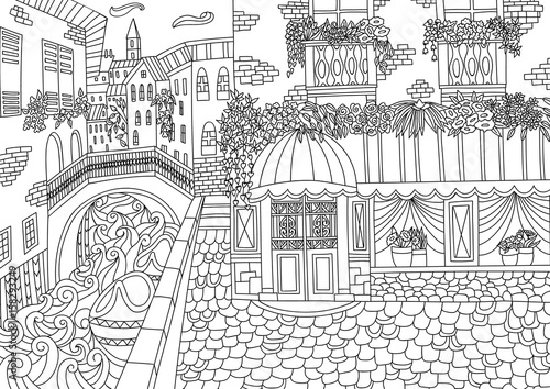 Coloring for adult with Venice.