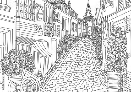Coloring for adult with Paris.