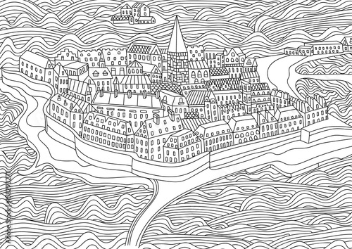 Coloring for adult with Saint Malo.