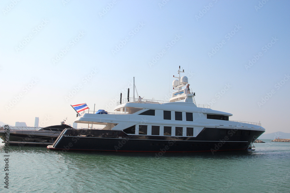 Big beautiful boat is at the pier in Thailand