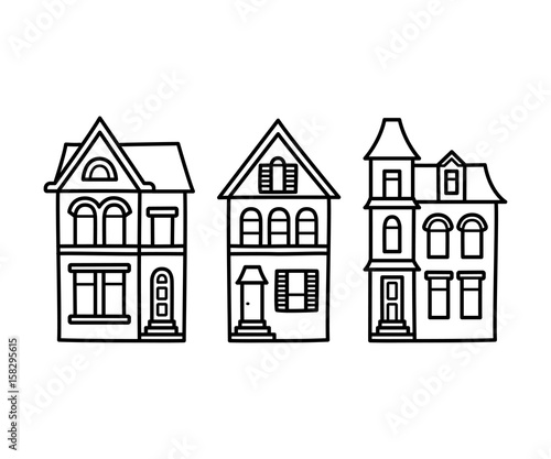Victorian houses illustration