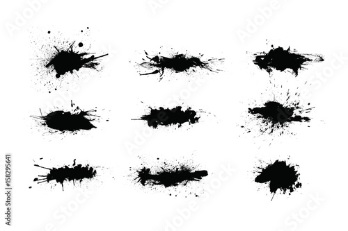 Abstract paint splashes set for design use. Splatter template set. Grunge vector illustration background.