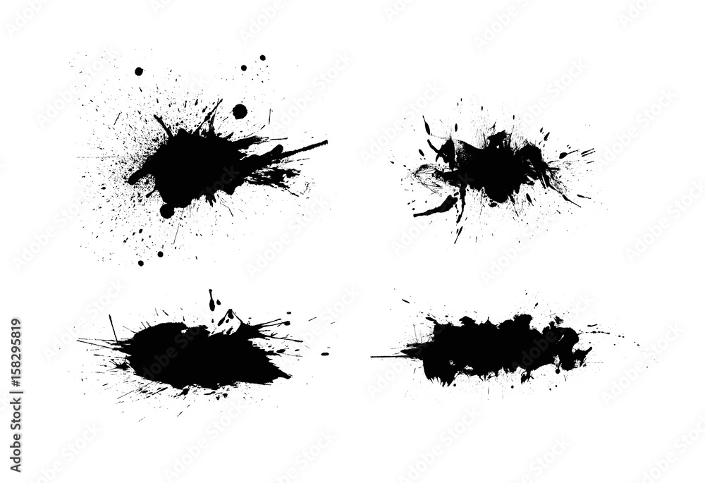 Abstract paint splashes set for design use. Splatter template set. Grunge vector illustration background. Abstract paint splashes set for design use. Splatter template set. Grunge vector illustration background.