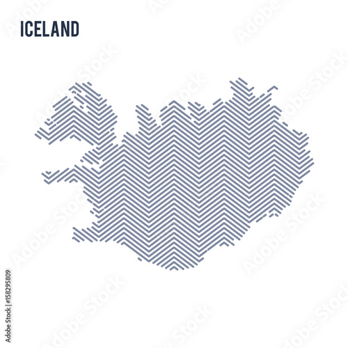 Vector abstract hatched map of Iceland isolated on a white background.