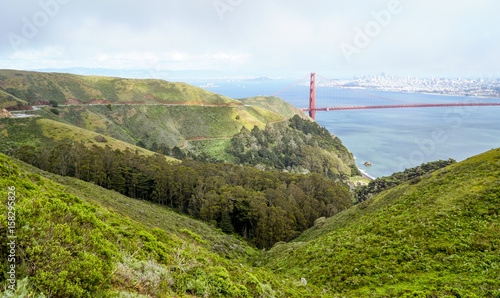 The green hills around San Francisco and the Golden Gate Bridge - SAN FRANCISCO - CALIFORNIA - APRIL 18, 2017