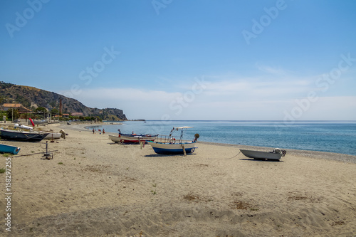 Boats in a Mediterranean beach of Ionian Sea - Bova Marina, Calabria, Italy