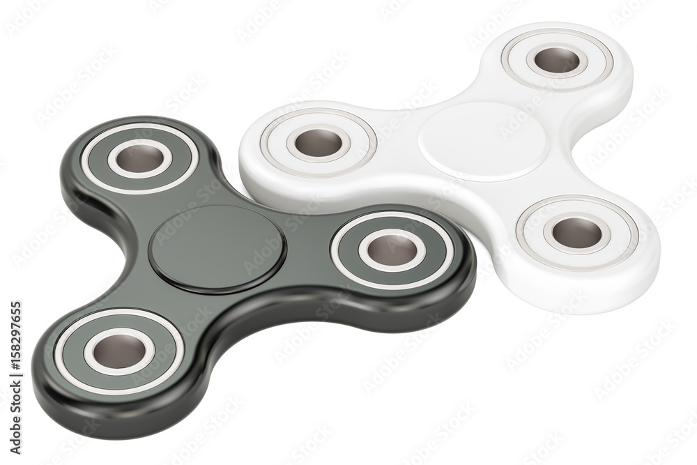 Two fidget spinners, 3D rendering Two fidget spinners, 3D rendering