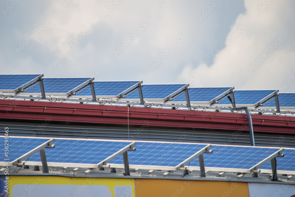 solar panels on top of industrial roof object solar panels on top of industrial roof object