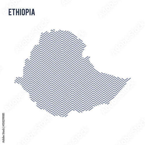 Vector abstract hatched map of Ethiopia isolated on a white background.