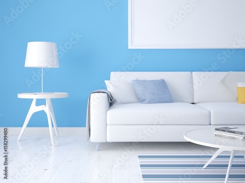 Mock up a Scandinavian living room with a light sofa and a stylish lamp. © Illustratorstock