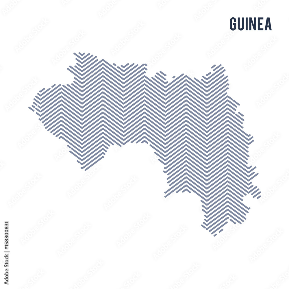 Vector abstract hatched map of Guinea isolated on a white background.