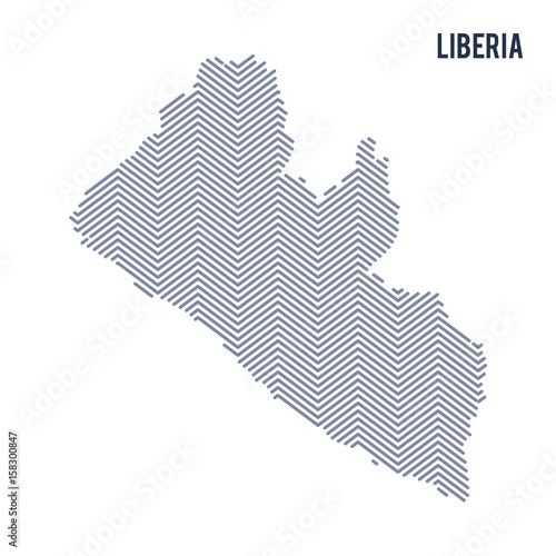 Vector abstract hatched map of Liberia isolated on a white background.