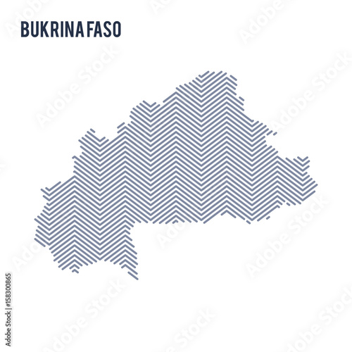 Vector abstract hatched map of Bukina Faso isolated on a white background.