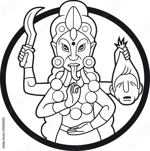 Dangerous goddess Kali illustration of black color
