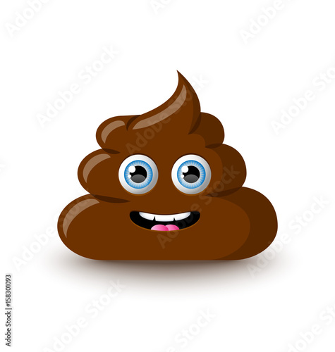 Funny and cute poop character placed on white background