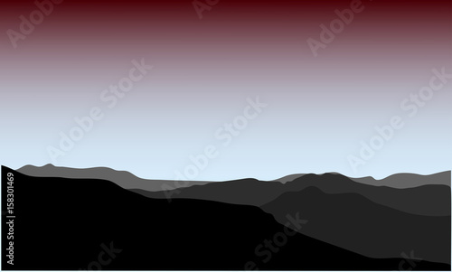 Hills landscape sun setting. Vector illustration landscape.