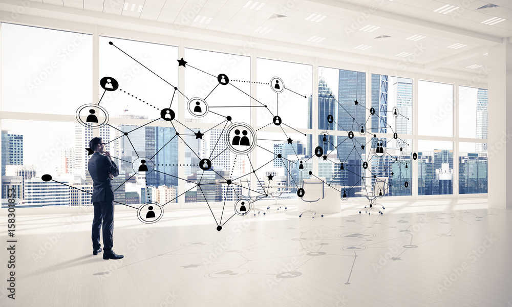 Obraz premium Networking and social communication concept as effective point f