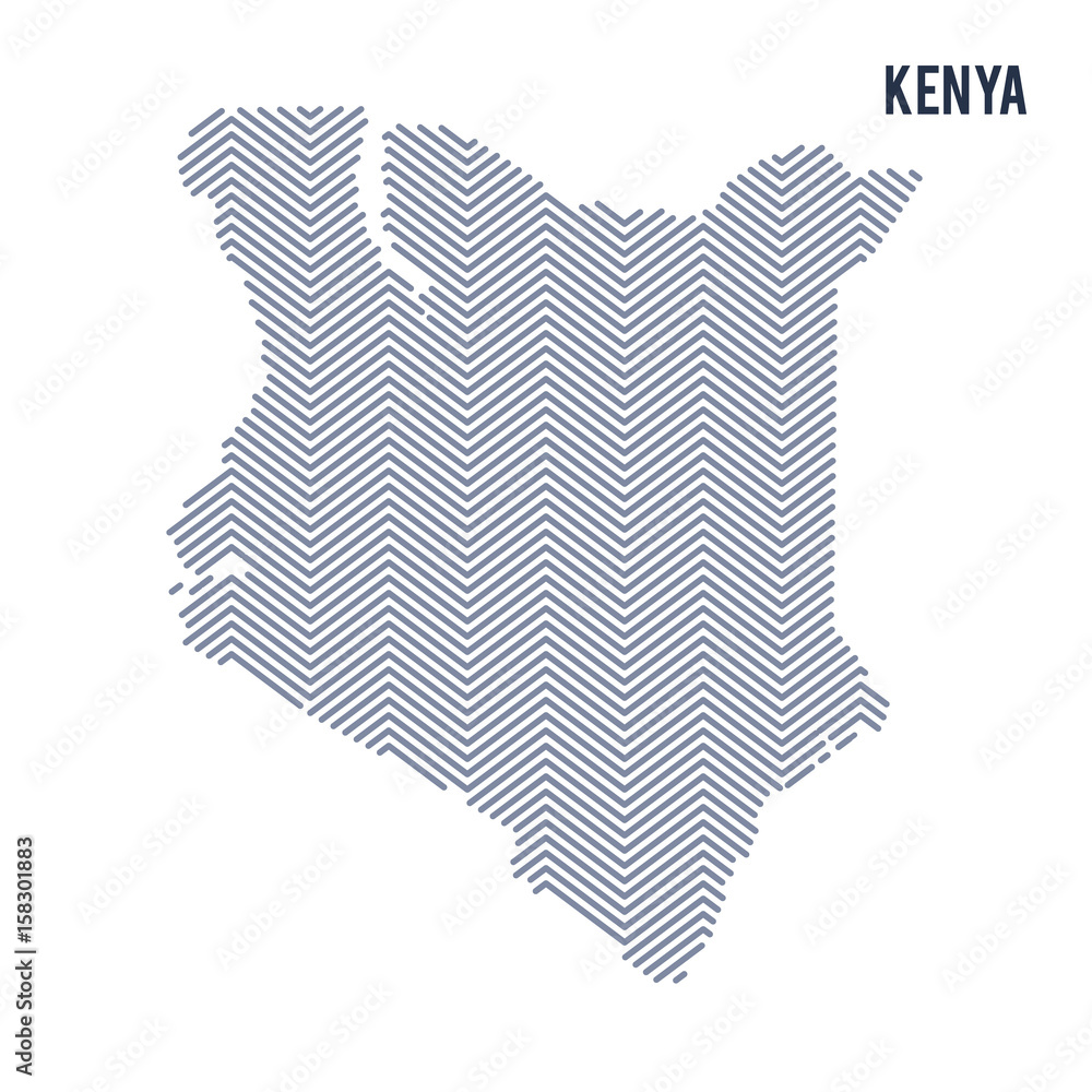 Vector abstract hatched map of Kenya isolated on a white background.