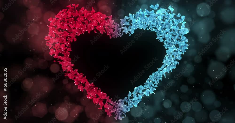 Red Blue Rose Flower Petals In Heart Shape Alpha Matte Loop Placeholder 4k Red Blue Rose Flower Petals In Heart Shape Alpha Matte Loop Placeholder 4k