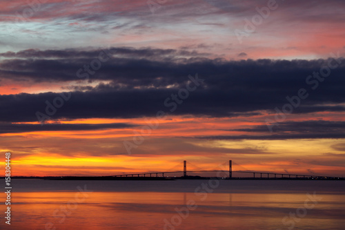 Cable Stayed Bridge at Sunset © nlphoto