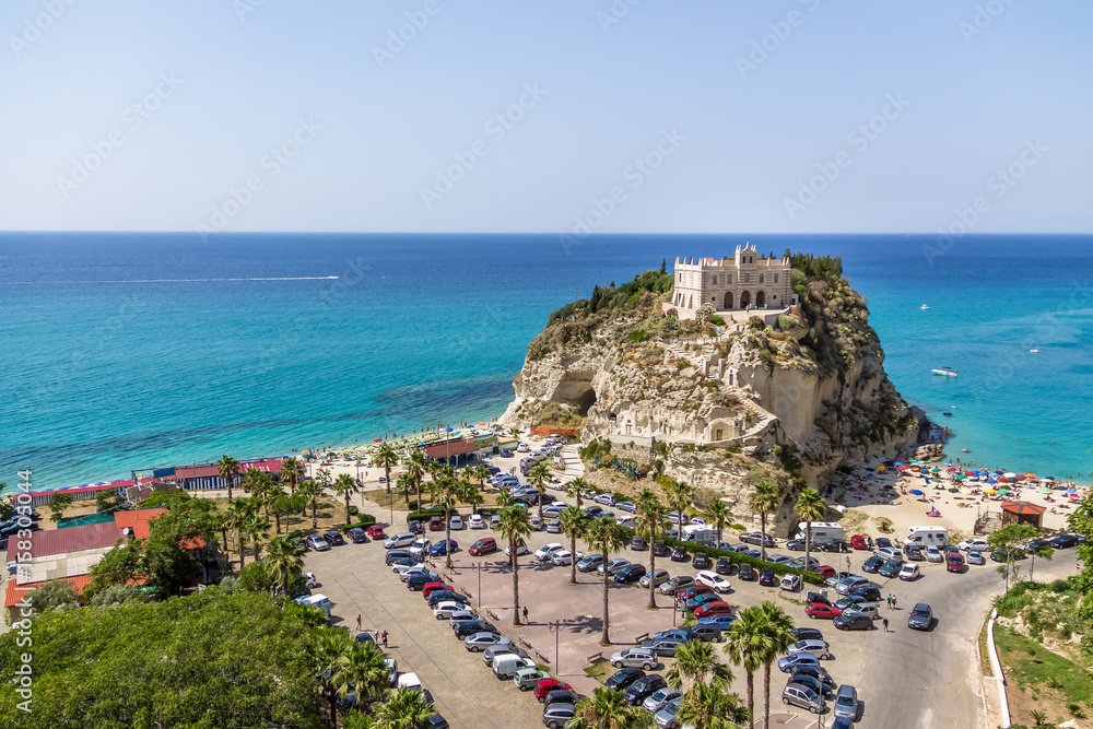 Aerial view of Santa Maria dell'Isola Church - Tropea, Calabria, Italy
