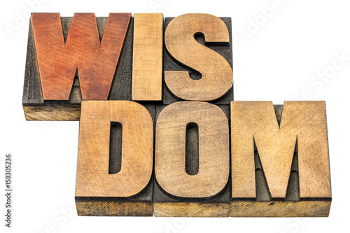 wisdom word abstract in wood type