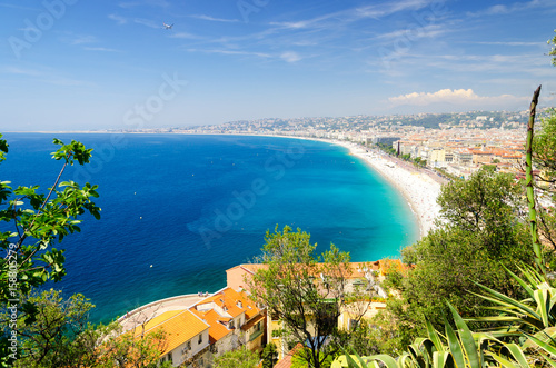 Fototapeta Naklejka Na Ścianę i Meble -  Panoramic view of the sea coast in Nice in South France