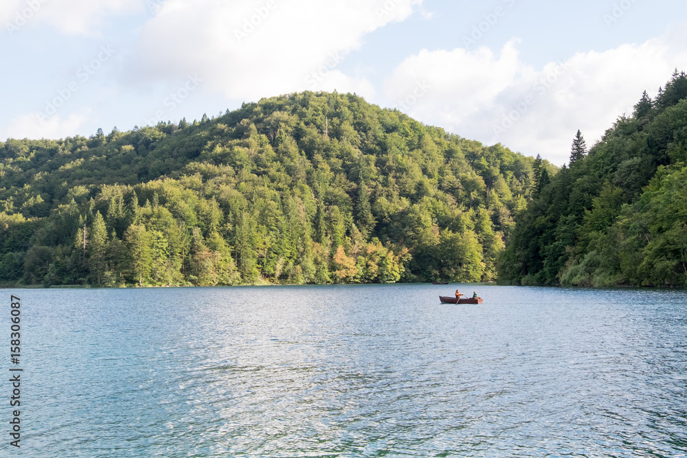 canoeing on lake at Plitvice, Croatia canoeing on lake at Plitvice, Croatia