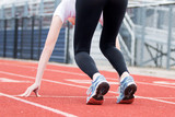 Female sprinter in the Set position