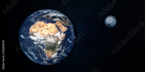 Fototapeta Naklejka Na Ścianę i Meble -  Extremely detailed and realistic high resolution 3D image of planet earth and moon. Shot from space. Elements of this image are furnished by Nasa.