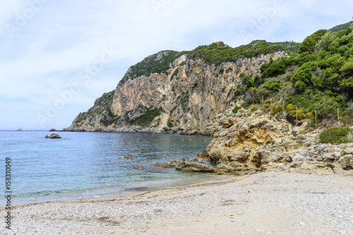 Fototapeta Naklejka Na Ścianę i Meble -  View of the Ionian Sea in Paleokastritsa resort. Corfu Island, Greece