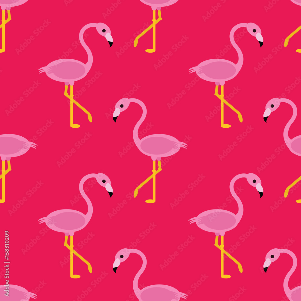 Fototapeta premium Seamless basic flamingo pattern on a pink background