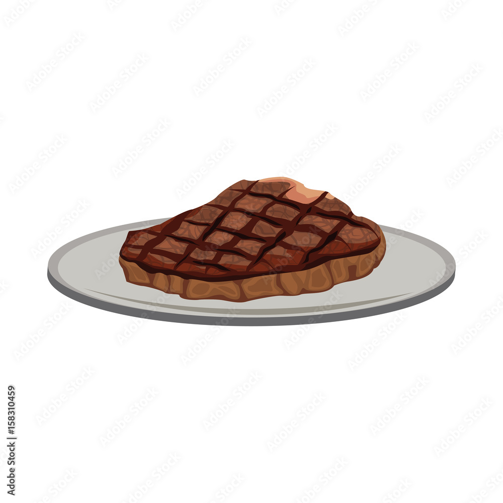 beef steak fillet grilled on a plate icon cartoon illustration vector ...