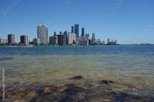 The downtown Miami skyline seen from Virginia Key