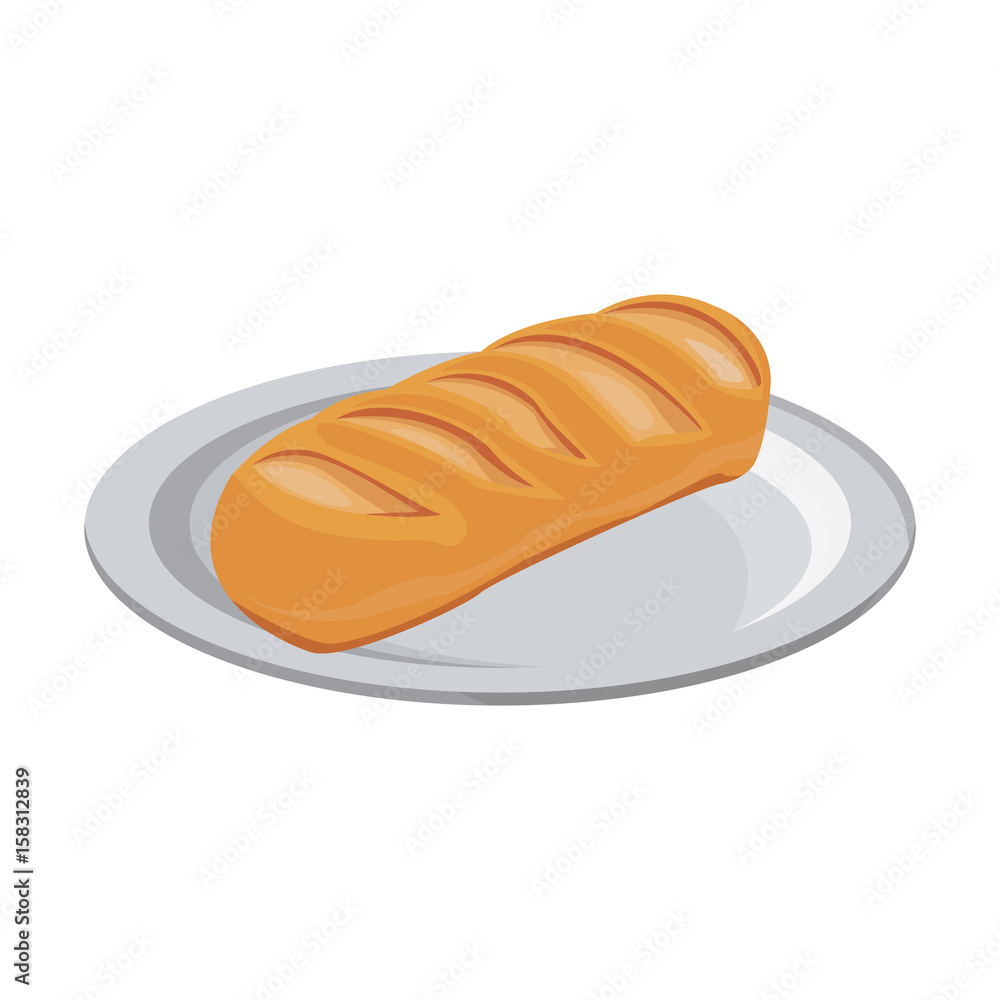 breakfast food bread wheat grain with plate vector illustration breakfast food bread wheat grain with plate vector illustration