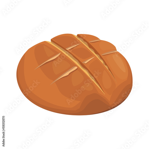 round bread wheat baked breakfast icon vector illustration