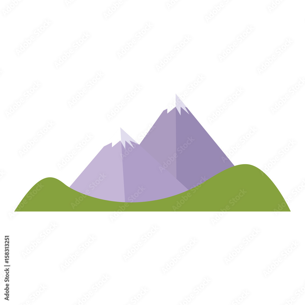 cartoon mountain peak snow climbing natural vector illustration