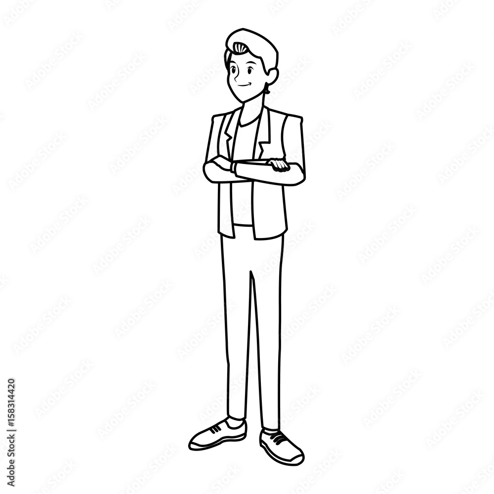 young man in casual clothes with arms crossed standing vector illustration young man in casual clothes with arms crossed standing vector illustration