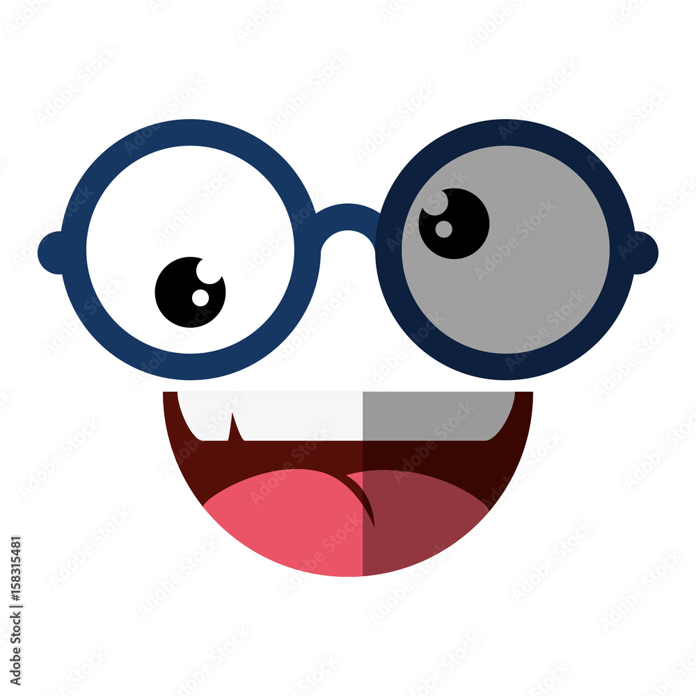 comic face with glasses icon over white background. vector illustration comic face with glasses icon over white background. vector illustration