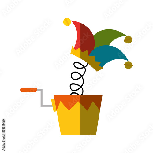 joke box with harlequin hat icon over white background. vector illustration