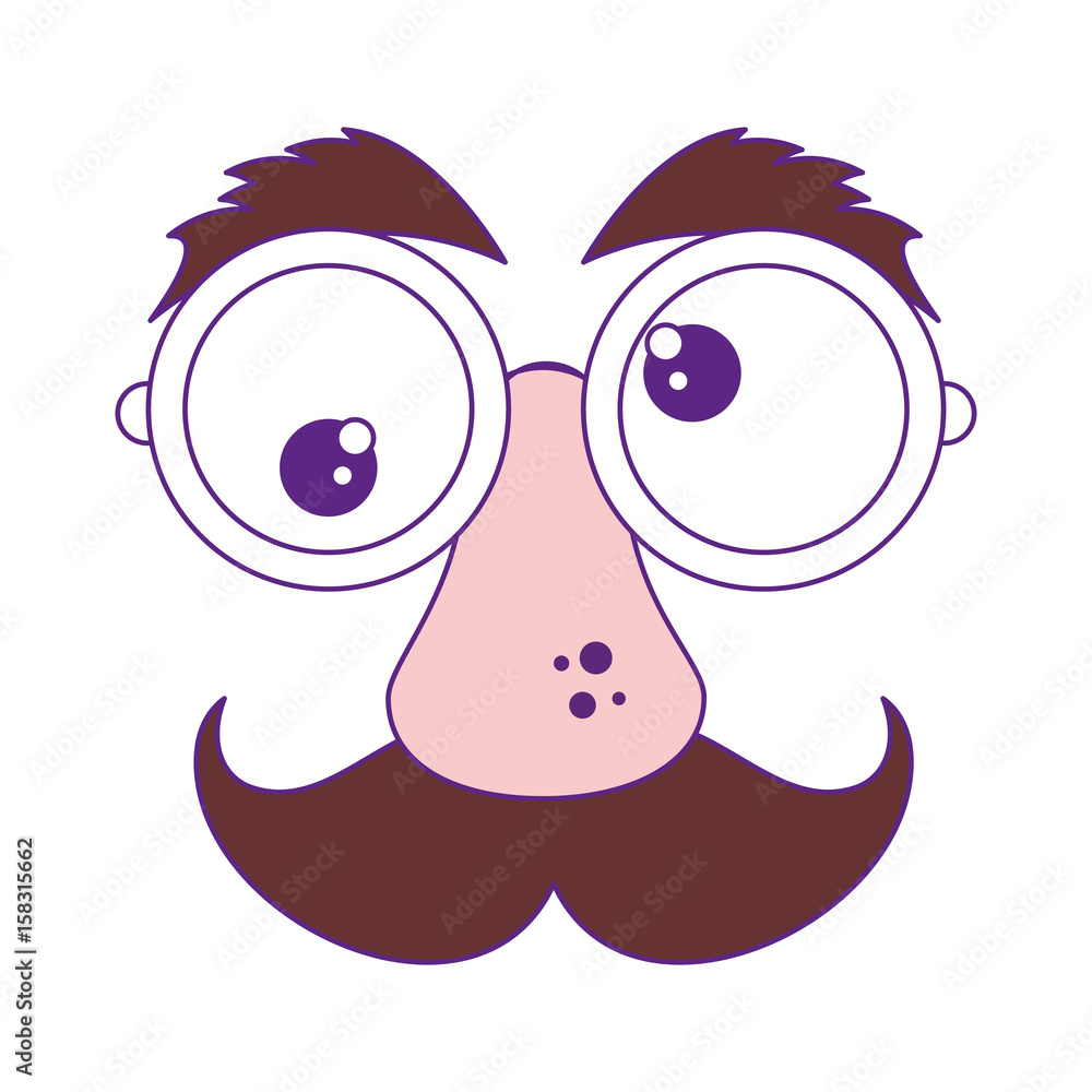 comic face with glasses and big nose icon over white background vector  illustration Stock Vector | Adobe Stock