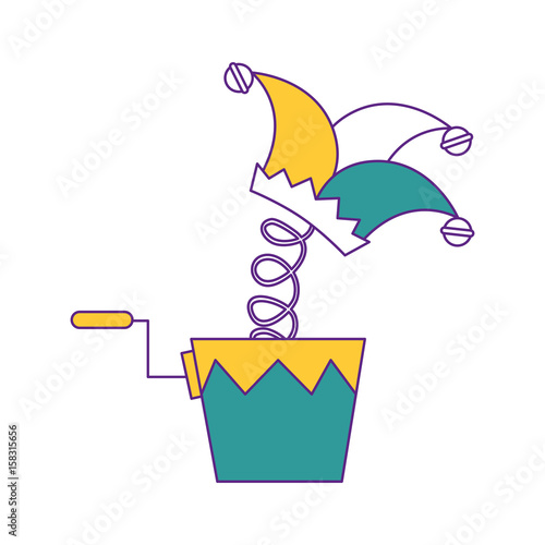 joke box with harlequin hat icon over white background. vector illustration