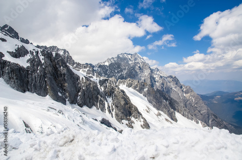 Landscape of Yulong Snow Mountain, it also known as Jade Dragon Snow Mountain which is located in Yunnan,China.