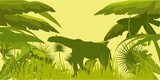 Tropical jungle silhouettes vector illustration background