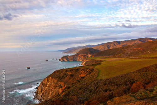 Bixby bridge on Highway 1, view from Hurricane point, Big Sur, California