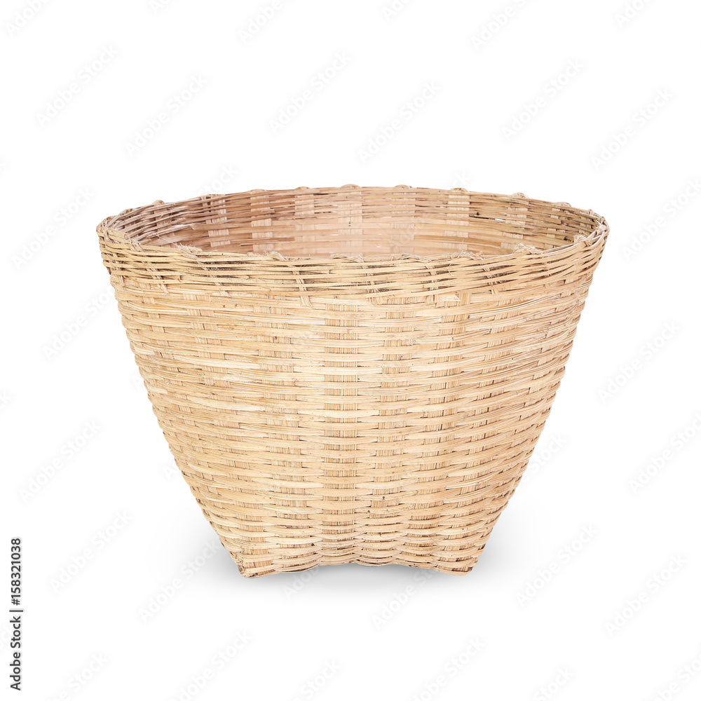 Fototapeta premium basket made from bamboo on a white background.